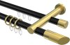 10223412-XX2938 Rundrohr-Innenlauf Gardinenstange Aluminium / Metall 20 mm Ø 2-läufig PLATON - Verano Schwarz / Messing-Optik