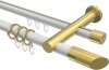 10223412-XX3238 Rundrohr-Innenlauf Gardinenstange Aluminium / Metall 20 mm Ø 2-läufig PLATON - Verano Weiß / Messing-Optik