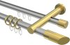 10223412-XX3338 Rundrohr-Innenlauf Gardinenstange Aluminium / Metall 20 mm Ø 2-läufig PLATON - Verano Silbergrau / Messing-Optik