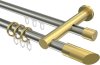 10223412-103938 Rundrohr-Innenlauf Gardinenstange Edelstahl-Optik / Messing-Optik 20 mm Ø 2-läufig PLATON - Verano