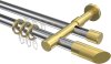10223426-101238 Rundrohr-Innenlauf Gardinenstange Aluminium / Metall 20 mm Ø 2-läufig PRESTIGE - Verano Chrom / Messing-Optik