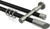 10223426-XX2939 Rundrohr-Innenlauf Gardinenstange Aluminium / Metall 20 mm Ø 2-läufig PRESTIGE - Verano Schwarz / Edelstahl-Optik