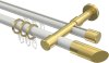 10223426-XX3238 Rundrohr-Innenlauf Gardinenstange Aluminium / Metall 20 mm Ø 2-läufig PRESTIGE - Verano Weiß / Messing-Optik