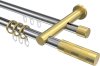 10223512-XX1238 Rundrohr-Innenlauf Gardinenstange Aluminium / Metall 20 mm Ø 2-läufig PLATON - Mavell Chrom / Messing-Optik
