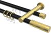 10223512-XX2938 Rundrohr-Innenlauf Gardinenstange Aluminium / Metall 20 mm Ø 2-läufig PLATON - Mavell Schwarz / Messing-Optik