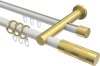 10223512-XX3238 Rundrohr-Innenlauf Gardinenstange Aluminium / Metall 20 mm Ø 2-läufig PLATON - Mavell Weiß / Messing-Optik