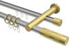 10223512-XX3338 Rundrohr-Innenlauf Gardinenstange Aluminium / Metall 20 mm Ø 2-läufig PLATON - Mavell Silbergrau / Messing-Optik