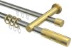 10223512-103938 Rundrohr-Innenlauf Gardinenstange Edelstahl-Optik / Messing-Optik 20 mm Ø 2-läufig PLATON - Mavell