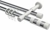 10223526-XX1232 Rundrohr-Innenlauf Gardinenstange Aluminium / Metall 20 mm Ø 2-läufig PRESTIGE - Mavell Chrom / Weiß
