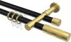 10223526-XX2938 Rundrohr-Innenlauf Gardinenstange Aluminium / Metall 20 mm Ø 2-läufig PRESTIGE - Mavell Schwarz / Messing-Optik