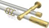 10223526-XX3238 Rundrohr-Innenlauf Gardinenstange Aluminium / Metall 20 mm Ø 2-läufig PRESTIGE - Mavell Weiß / Messing-Optik