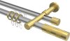 10223526-XX3338 Rundrohr-Innenlauf Gardinenstange Aluminium / Metall 20 mm Ø 2-läufig PRESTIGE - Mavell Silbergrau / Messing-Optik
