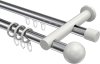 10223612-101232 Rundrohr-Innenlauf Gardinenstange Aluminium / Metall 20 mm Ø 2-läufig PLATON - Luino Chrom / Weiß