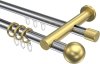 10223612-XX1238 Rundrohr-Innenlauf Gardinenstange Aluminium / Metall 20 mm Ø 2-läufig PLATON - Luino Chrom / Messing-Optik