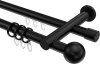 10223612-1029 Rundrohr-Innenlauf Gardinenstange Aluminium / Metall 20 mm Ø 2-läufig PLATON - Luino Schwarz