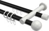 10223612-102932 Rundrohr-Innenlauf Gardinenstange Aluminium / Metall 20 mm Ø 2-läufig PLATON - Luino Schwarz / Weiß