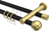 10223612-XX2938 Rundrohr-Innenlauf Gardinenstange Aluminium / Metall 20 mm Ø 2-läufig PLATON - Luino Schwarz / Messing-Optik