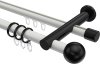10223612-103229 Rundrohr-Innenlauf Gardinenstange Aluminium / Metall 20 mm Ø 2-läufig PLATON - Luino Weiß / Schwarz