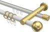 10223612-XX3238 Rundrohr-Innenlauf Gardinenstange Aluminium / Metall 20 mm Ø 2-läufig PLATON - Luino Weiß / Messing-Optik