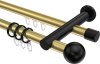 10223612-XX3829 Rundrohr-Innenlauf Gardinenstange Aluminium / Metall 20 mm Ø 2-läufig PLATON - Luino Messing-Optik / Schwarz