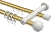 10223612-XX3832 Rundrohr-Innenlauf Gardinenstange Aluminium / Metall 20 mm Ø 2-läufig PLATON - Luino Messing-Optik / Weiß