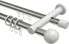 10223612-103932 Rundrohr-Innenlauf Gardinenstange Aluminium / Metall 20 mm Ø 2-läufig PLATON - Luino Edelstahl-Optik / Weiß