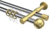 10223626-XX1238 Rundrohr-Innenlauf Gardinenstange Aluminium / Metall 20 mm Ø 2-läufig PRESTIGE - Luino Chrom / Messing-Optik