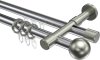 10223626-XX1239 Rundrohr-Innenlauf Gardinenstange Aluminium / Metall 20 mm Ø 2-läufig PRESTIGE - Luino Chrom / Edelstahl-Optik