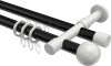 10223626-102932 Rundrohr-Innenlauf Gardinenstange Aluminium / Metall 20 mm Ø 2-läufig PRESTIGE - Luino Schwarz / Weiß