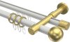 10223626-103238 Rundrohr-Innenlauf Gardinenstange Aluminium / Metall 20 mm Ø 2-läufig PRESTIGE - Luino Weiß / Messing-Optik