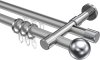 10223626-XX3312 Rundrohr-Innenlauf Gardinenstange Aluminium / Metall 20 mm Ø 2-läufig PRESTIGE - Luino Silbergrau / Chrom