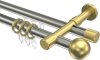 10223626-103938 Rundrohr-Innenlauf Gardinenstange Edelstahl-Optik / Messing-Optik 20 mm Ø 2-läufig PRESTIGE - Luino