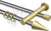10223712-XX1238 Rundrohr-Innenlauf Gardinenstange Aluminium / Metall 20 mm Ø 2-läufig PLATON - Savio Chrom / Messing-Optik