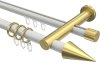 10223712-XX3238 Rundrohr-Innenlauf Gardinenstange Aluminium / Metall 20 mm Ø 2-läufig PLATON - Savio Weiß / Messing-Optik