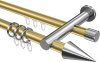 10223712-XX3812 Rundrohr-Innenlauf Gardinenstange Aluminium / Metall 20 mm Ø 2-läufig PLATON - Savio Messing-Optik / Chrom