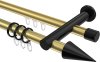 10223712-XX3829 Rundrohr-Innenlauf Gardinenstange Aluminium / Metall 20 mm Ø 2-läufig PLATON - Savio Messing-Optik / Schwarz