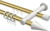 10223712-XX3832 Rundrohr-Innenlauf Gardinenstange Aluminium / Metall 20 mm Ø 2-läufig PLATON - Savio Messing-Optik / Weiß