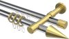 10223726-101238 Rundrohr-Innenlauf Gardinenstange Aluminium / Metall 20 mm Ø 2-läufig PRESTIGE - Savio Chrom / Messing-Optik