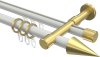 10223726-XX3238 Rundrohr-Innenlauf Gardinenstange Aluminium / Metall 20 mm Ø 2-läufig PRESTIGE - Savio Weiß / Messing-Optik
