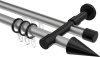 10223726-XX3329 Rundrohr-Innenlauf Gardinenstange Aluminium / Metall 20 mm Ø 2-läufig PRESTIGE - Savio Silbergrau / Schwarz