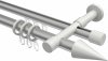 10223726-XX3332 Rundrohr-Innenlauf Gardinenstange Aluminium / Metall 20 mm Ø 2-läufig PRESTIGE - Savio Silbergrau / Weiß