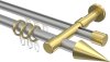 10223726-XX3338 Rundrohr-Innenlauf Gardinenstange Aluminium / Metall 20 mm Ø 2-läufig PRESTIGE - Savio Silbergrau / Messing-Optik
