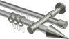 10223726-103339 Rundrohr-Innenlauf Gardinenstange Aluminium / Metall 20 mm Ø 2-läufig PRESTIGE - Savio Silbergrau / Edelstahl-Optik