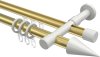 10223726-XX3832 Rundrohr-Innenlauf Gardinenstange Aluminium / Metall 20 mm Ø 2-läufig PRESTIGE - Savio Messing-Optik / Weiß