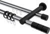 10223812-101229 Rundrohr-Innenlauf Gardinenstange Aluminium / Metall 20 mm Ø 2-läufig PLATON - Elanto Chrom / Schwarz
