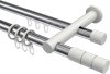 10223812-101232 Rundrohr-Innenlauf Gardinenstange Aluminium / Metall 20 mm Ø 2-läufig PLATON - Elanto Chrom / Weiß