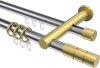 10223812-XX1238 Rundrohr-Innenlauf Gardinenstange Aluminium / Metall 20 mm Ø 2-läufig PLATON - Elanto Chrom / Messing-Optik