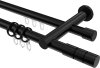 10223812-1029 Rundrohr-Innenlauf Gardinenstange Aluminium / Metall 20 mm Ø 2-läufig PLATON - Elanto Schwarz