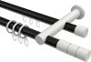 10223812-102932 Rundrohr-Innenlauf Gardinenstange Aluminium / Metall 20 mm Ø 2-läufig PLATON - Elanto Schwarz / Weiß