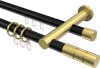 10223812-102938 Rundrohr-Innenlauf Gardinenstange Aluminium / Metall 20 mm Ø 2-läufig PLATON - Elanto Schwarz / Messing-Optik